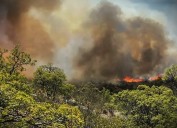 En medio de condiciones climáticas adversas, continúa el combate del incendio en Traslasierra