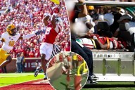 Oklahoma's Keontez Lewis injuried after colliding with brick wall