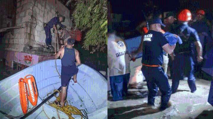 Rescatan a familia y un bebé tras intensas lluvias en Veracruz