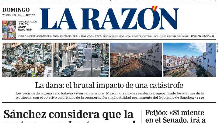Portada de LA RAZÓN de este domingo 26 de octubre de 2025