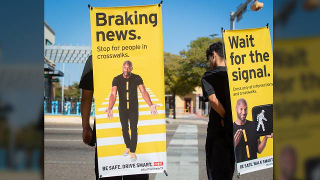 TxDOT deploys walking billboards to promote pedestrian safety