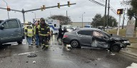 Car crash blocks road in Snow Hill
