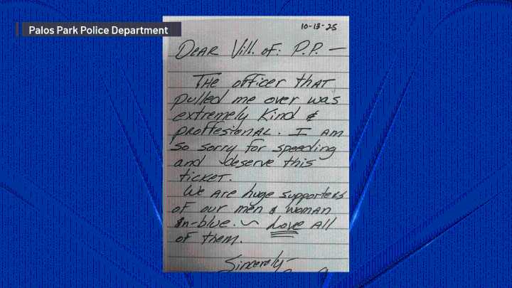 ‘So sorry': Chicago man sends apology letter to suburban police after speeding ticket