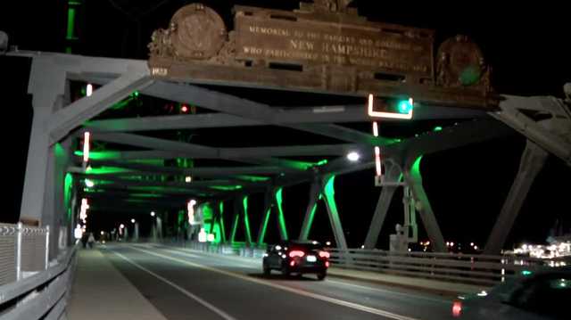 Portsmouth Memorial Bridge lits up green for World PANS/PANDAS Awareness Day