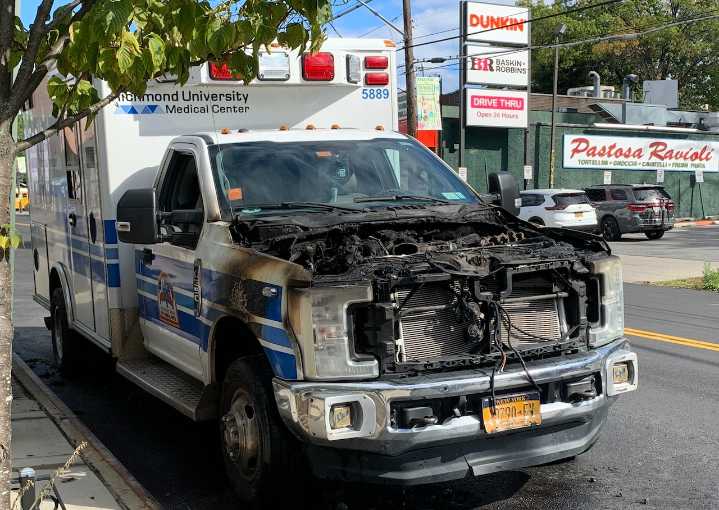 Ambulance charred in fire on Staten Island