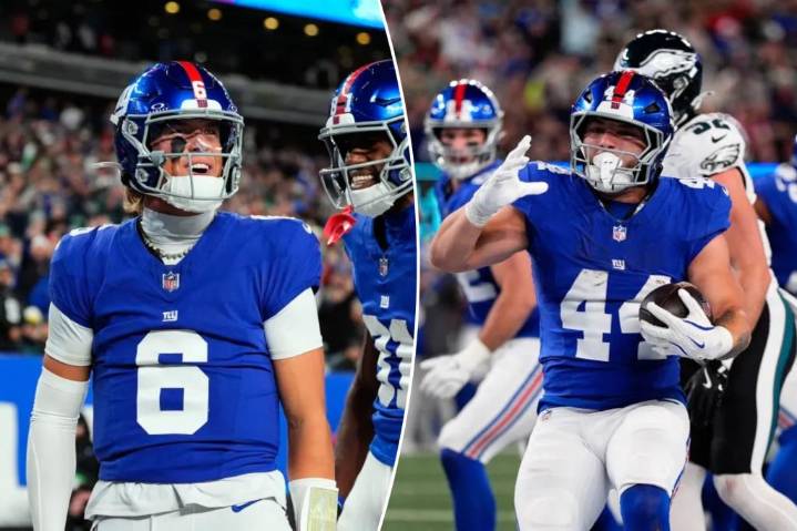 Giants rookies redeem themselves with strong first half against Eagles