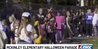 Costumed students on parade at Davenport elementary