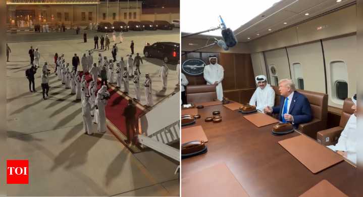 Refuelling pit stop: Trump holds surprise meeting with Qatar's Emir aboard Air Force One