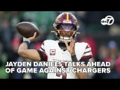 Commanders QB Jayden Daniels speaks ahead of game against Chargers