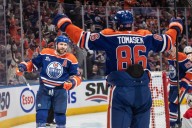 Leon Draisaitl scores his 400th NHL goal in the Oilers' opener against the Flames