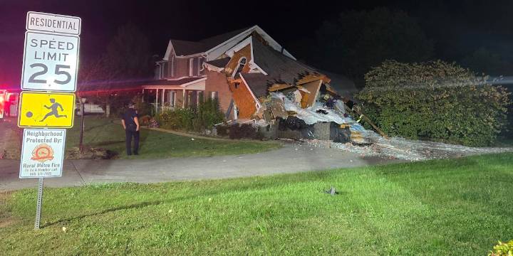 ‘All we can say is, WOW!’ | Car crashes into Powell home, Rural Metro Fire says
