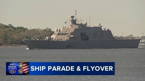 Parade of Ships up Delaware River to kick-off week-long celebration, honoring 250th anniversaries of the Navy and Marines