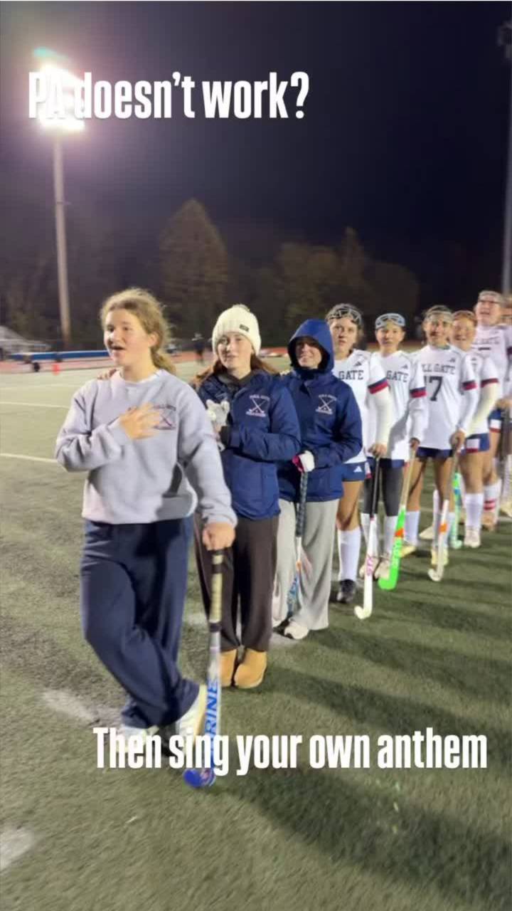 No PA, no problem. RI field hockey teams sing national anthem