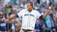 "Big Unit" throws 1st pitch for Seattle Mariners' ALCS Game 3