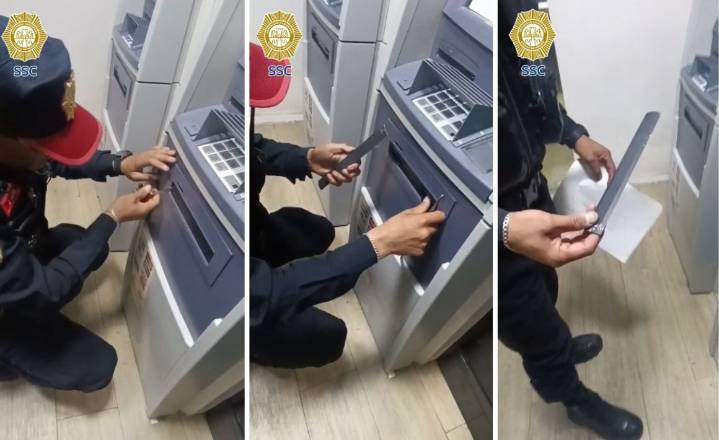 Va al cajero en la Del Valle y trampa de lámina impide retirar dinero