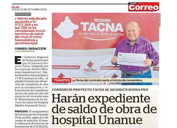 HARAN EXPEDIENTE DE SALDO DE OBRA DE HOSPITAL UNANUE