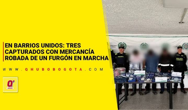 En Barrios Unidos: tres capturados con mercancía robada de un furgón en marcha