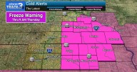 Freeze Warning hoisted due to freezing conditions