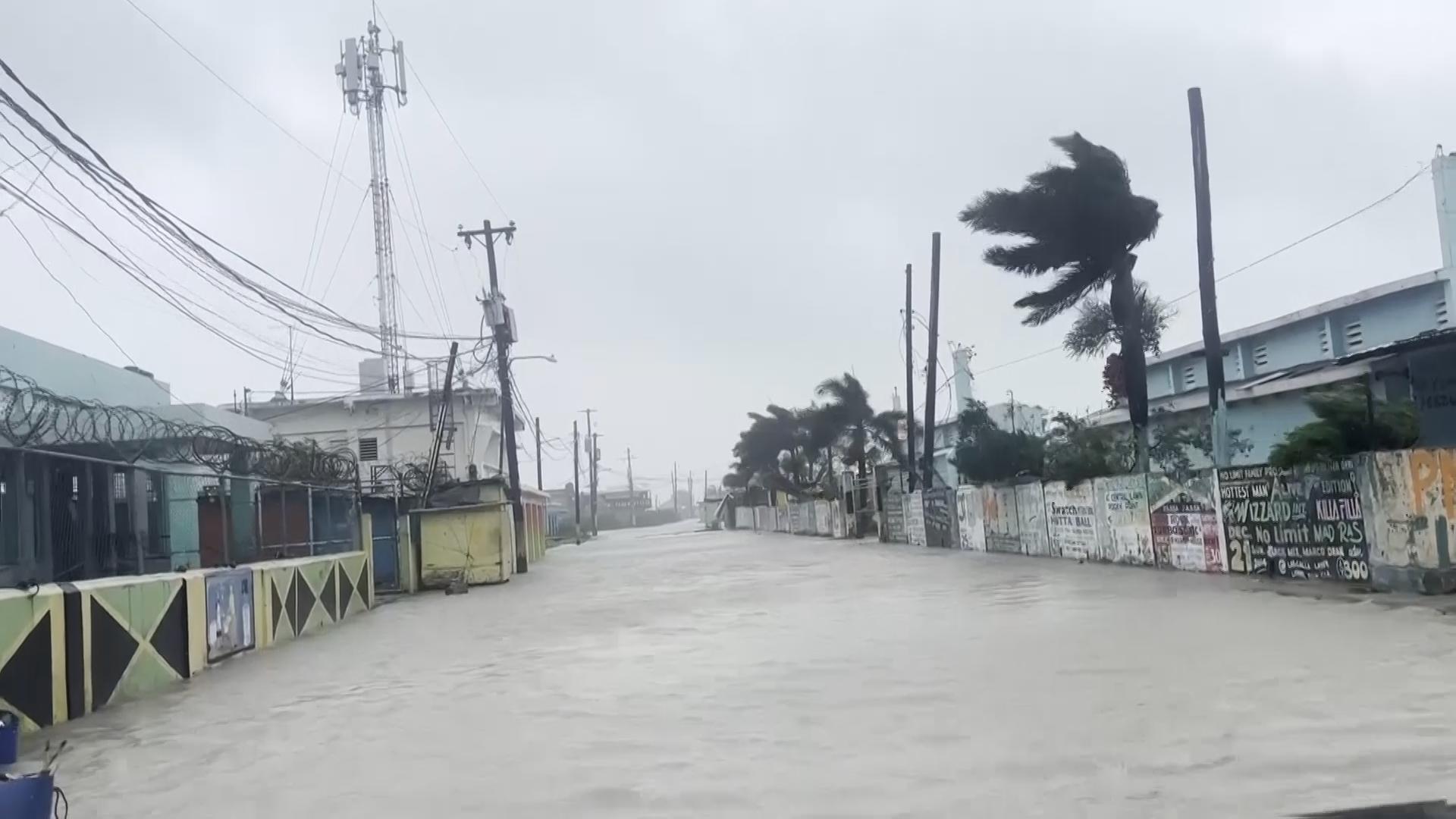 Streets in Kingston heavily flooded as Hurricane Melissa hits Jamaica