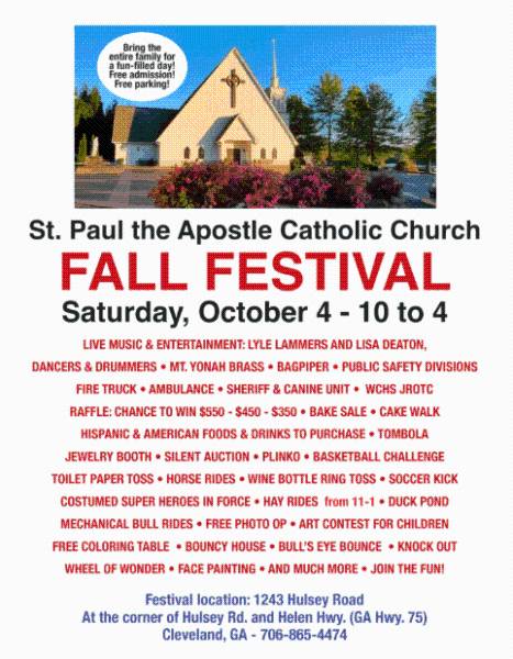 St. Paul the Apostle Catholic Church Fall Festival Saturday October 4