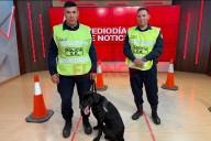 Kamal, el perro policía que detecta drogas, realizó una demostración en Elonce