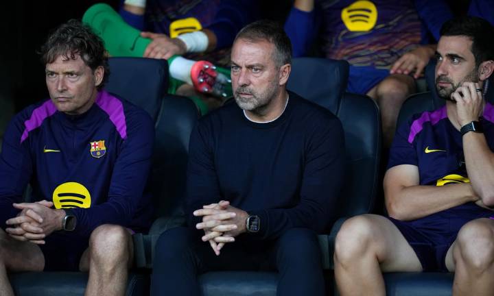 Who will be on the Barcelona touchline against Real Madrid today after Hansi Flick ban?
