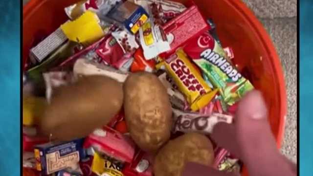 Trick-or-Tater: Man hands out potatoes for Halloween