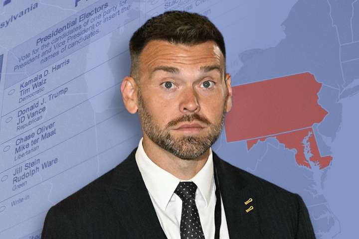 Jack Posobiec, MAGA “voter fraud” watchdog, votes in Pennsylvania but lives in Maryland.