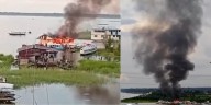 Explosión en balsa de empresa fluvial en Iquitos provoca incendio sobre el río Itaya: vecinos y Marina evitaron tragedia