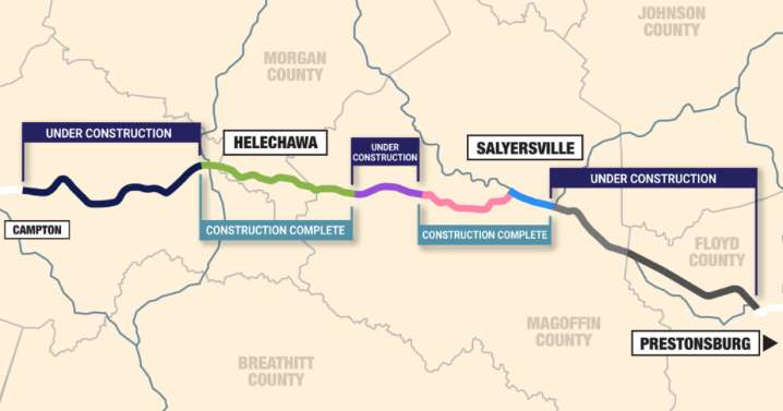 Mountain Parkway shifts westbound traffic near Exit 46 in Wolfe County