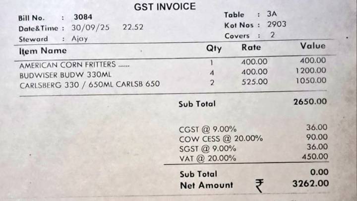 Rajasthan bar levies 20% cow cess on liquor; viral bill raises eyebrows: ‘Is this for real?’