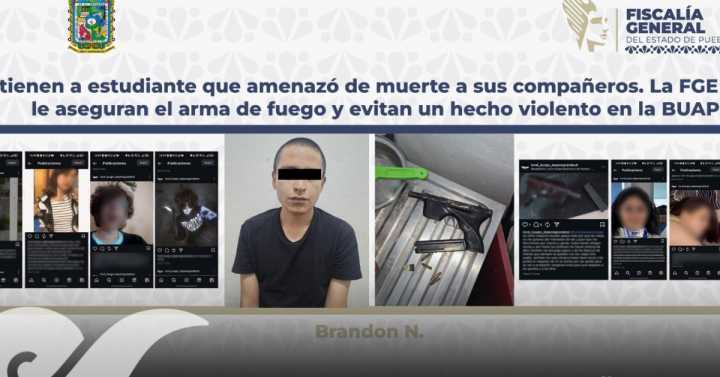 Detienen a estudiante BUAP que amenazó a sus compañeros