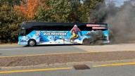 UMass Lowell bus fire on High Street in Westwood