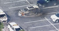 3 vehicles damaged in fire sparked by downed power lines in Waltham, Massachusetts