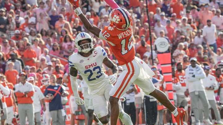 Clemson WR Bryant Wesco Jr taken to hospital after injury in SMU game