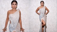 Shriya Saran Radiates Elegance In A Shimmering Silver Gaurav Gupta Ensemble
