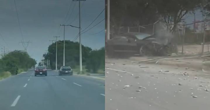 Se pone rápido y furioso pero termina tirando postes de luz en Escobedo, Nuevo León