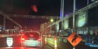 Drivers hit the brakes during Formula 1 Las Vegas Grand Prix set up on the Strip