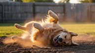 Qué significa que tu perro se revuelque en la tierra luego de bañarlo, según expertos