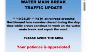 Munroe Falls says northbound lane on Route 91 closes after main breaks