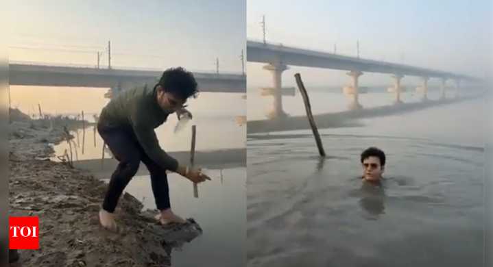 Delhi: BJP MLA Ravi Negi falls into Yamuna during reel shoot on cleanup drive; rescued