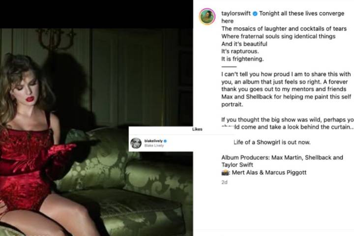Former Taylor Swift Pal Blake Lively Reacts to ‘Life of A Showgirl’ Album Release