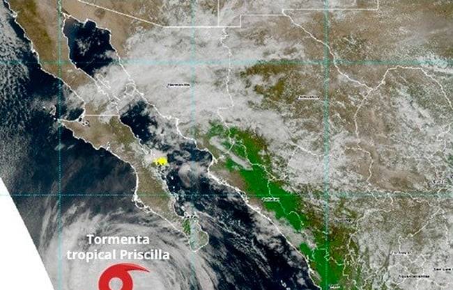 Se degrada Priscilla a tormenta tropical; permanecen pronósticos de lluvias fuertes en BCS