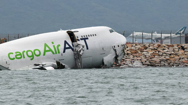 Cargo plane from Dubai skids off runway into sea; two dead
