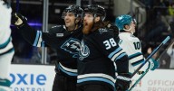 Schmaltz has three goals and an assist as Mammoth beat Sharks 6