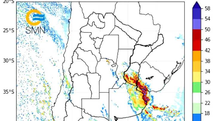 SMN emitió un alerta amarilla por tormentas para el domingo