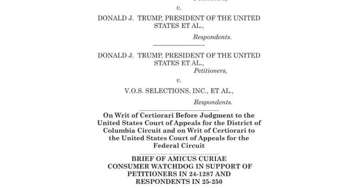 Consumer Watchdog says no legal support for president's tariff power