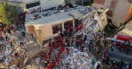 Turkey building collapse kills two, traps three