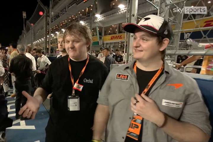 Martin Brundle blanks British singer after mistaking him for his brother in awkward Singapore GP gaffe