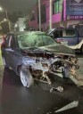 SALIÓ VOLANDO EL MOTOR DE UN VEHÍCULO Y GOLPES DE LOS CONDUCTORES